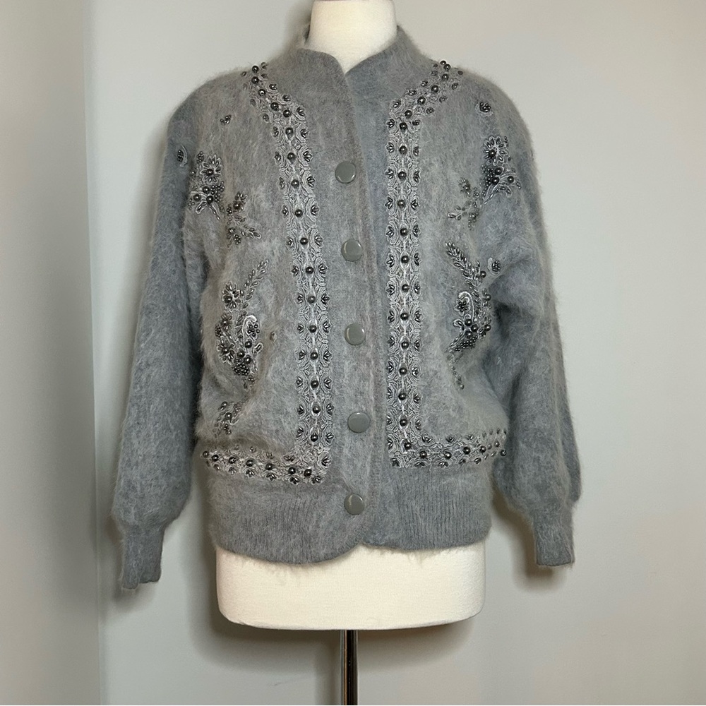 Gray Embellished Cashmere Women's Sweater